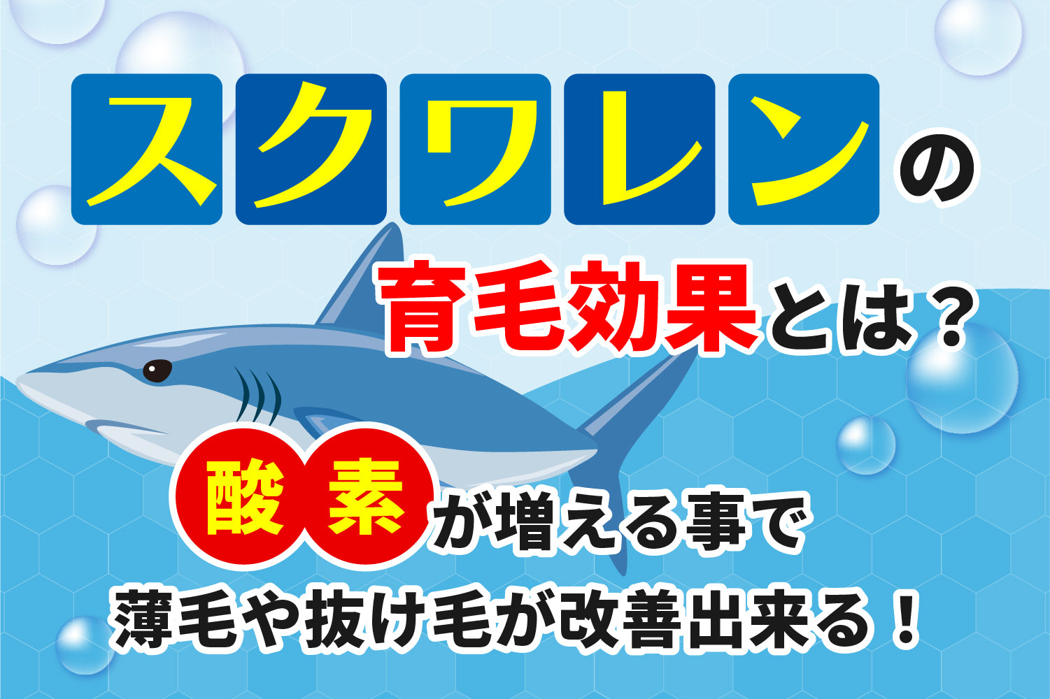 スクワレン（深海鮫エキス）の育毛効果とは？酸素が増える事で薄毛や抜け毛が改善出来る！